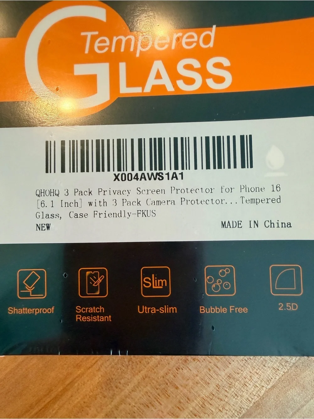 Tempered Glass Screen Protector - Orange Packaging